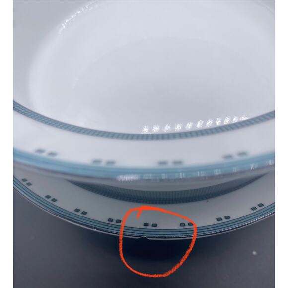 Set 2 DANSK GRIDWORKS Blue 6 3/4"" Rim Cereal Soup Bowls PORTUGAL Round FLAW - Picture 8 of 8